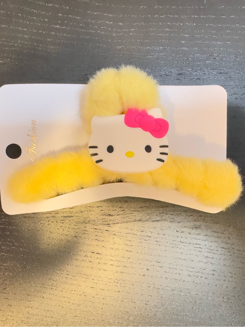 Hello Kitty Yellow Fuzzy Pom Hair Clip - Cute Girls' Accessory